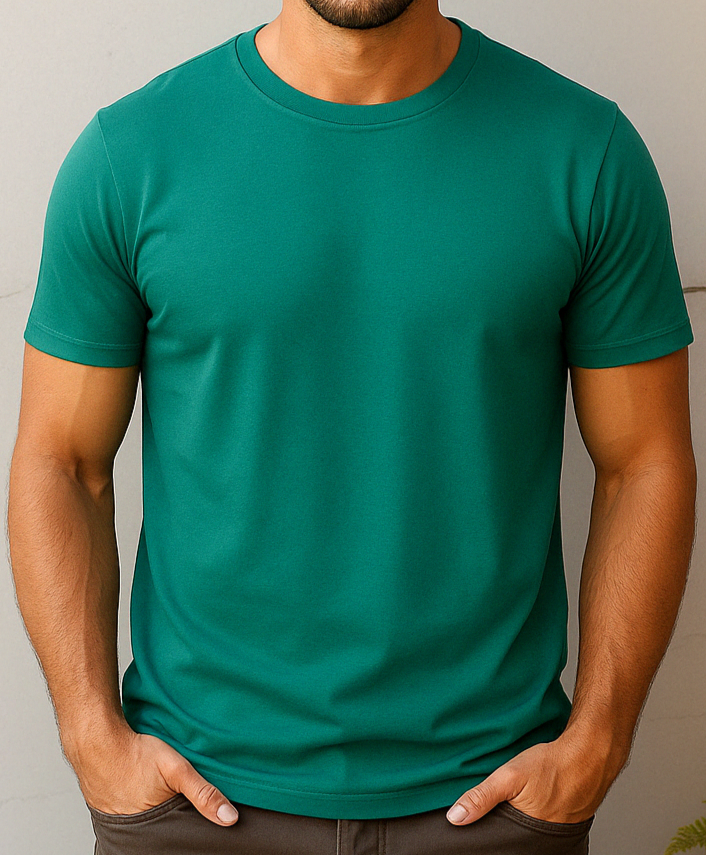 T-Shirt – Grün mit deinem Logo – Front & Rücken Druck