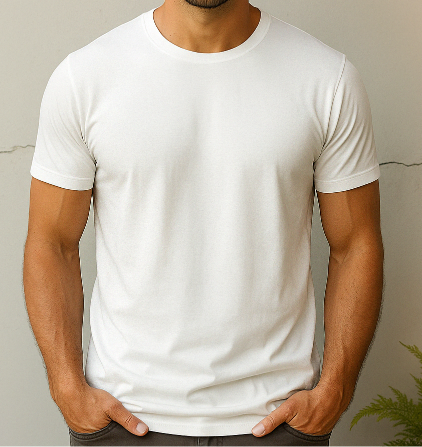 T-Shirt – Weiß mit deinem Logo – Front & Rücken Druck
