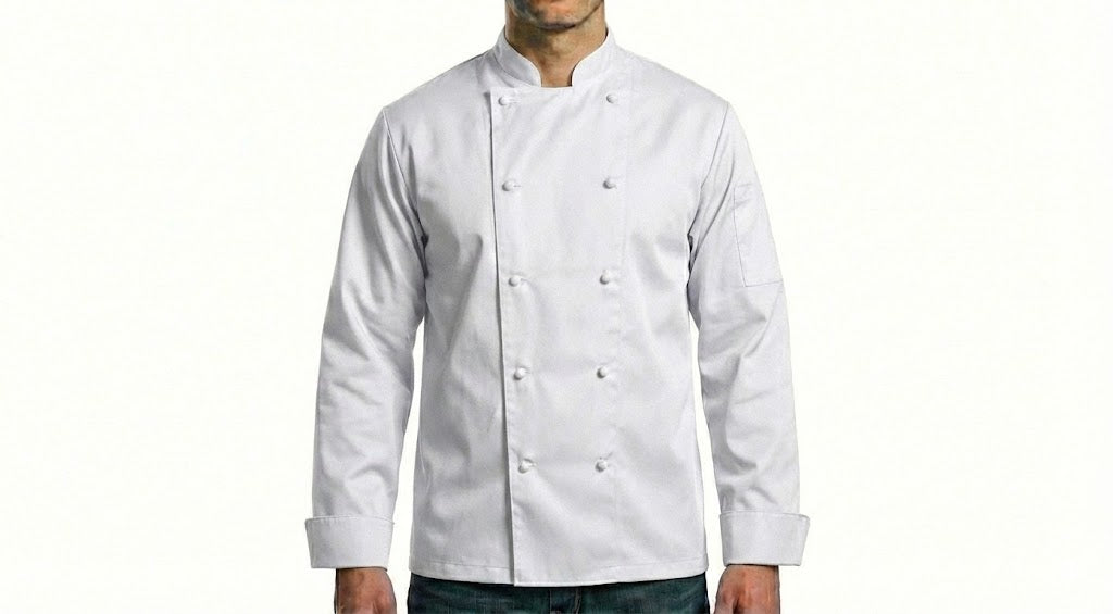 HD Style: Professionelle Kochjacke - Weiß mit deinem Logo – Front & Rücken