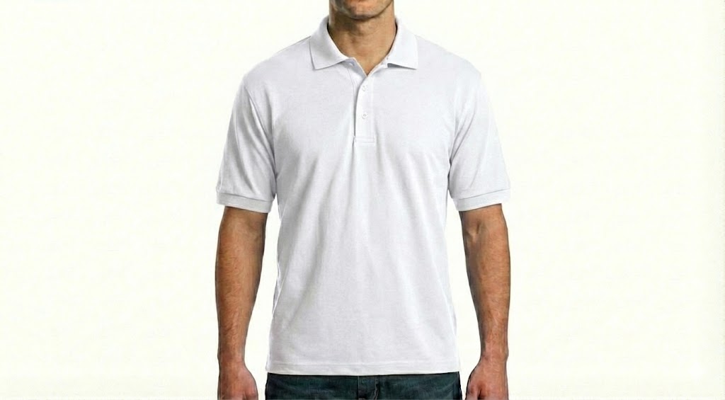 HD Style: Poloshirt – Weiß mit deinem Logo – Front & Rücken Druck