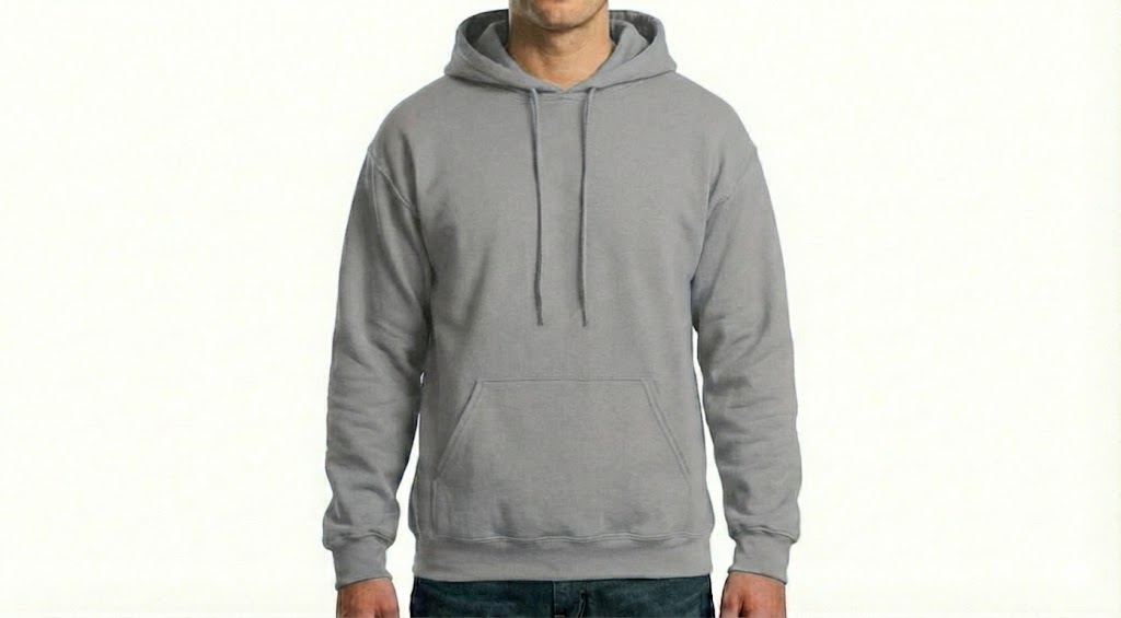 HD Style: Hoodie – Grau mit deinem Logo – Front & Rücken Druck