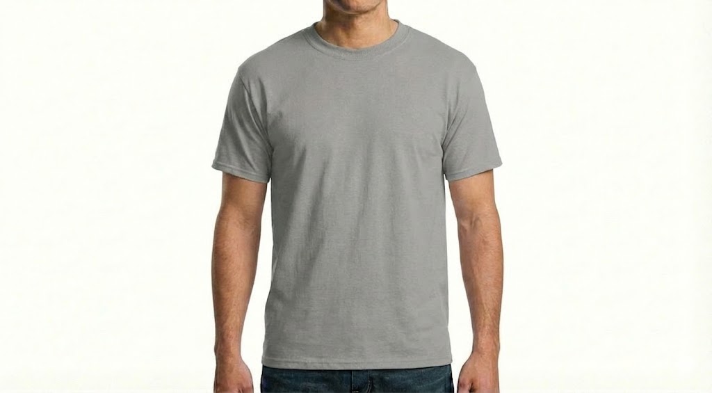 HD Style: T-Shirt – Grau mit deinem Logo – Front & Rücken Druck