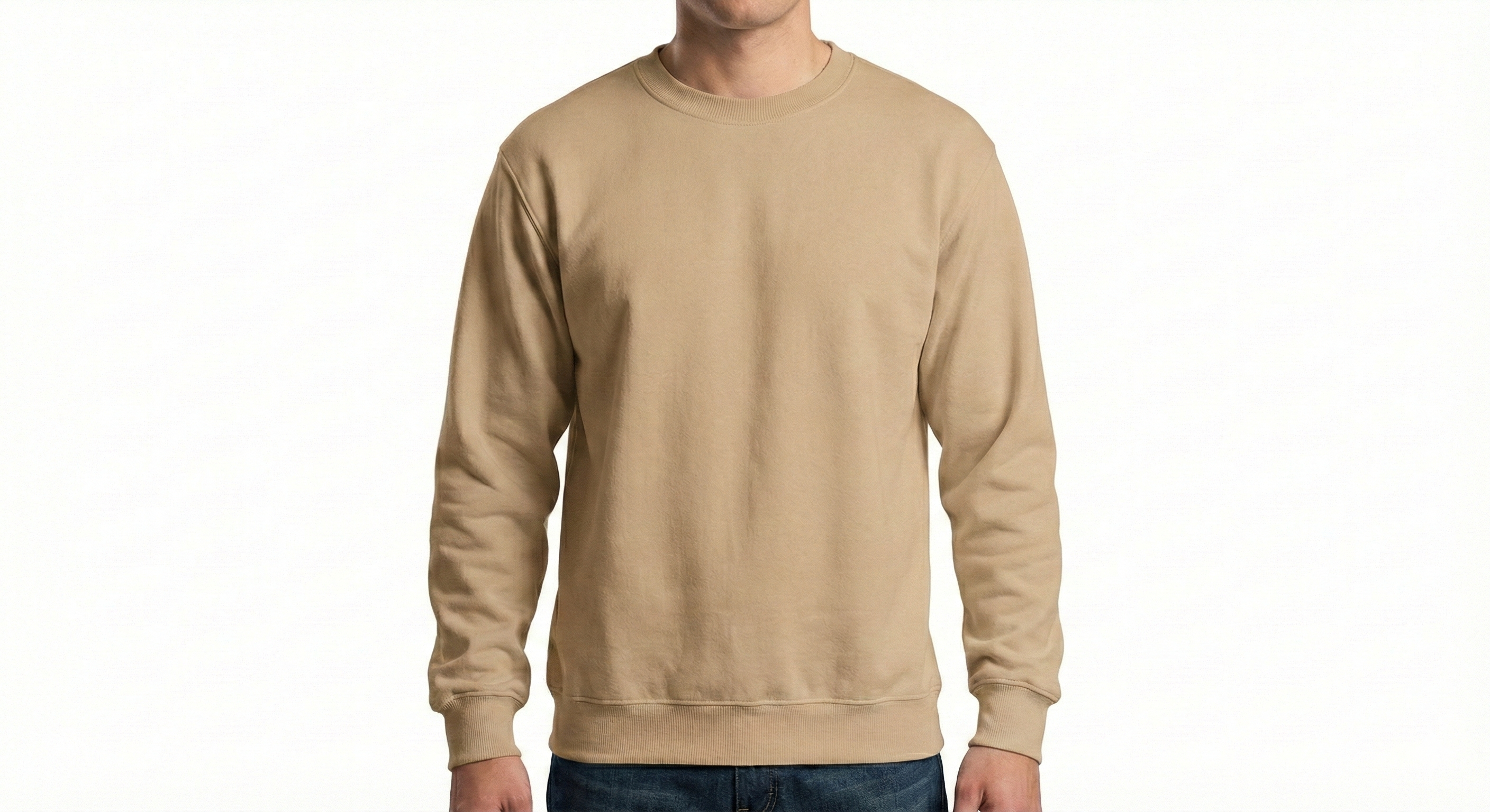 HD Style: Sweatshirt – Hellbraun mit deinem Logo – Front & Rücken Druck