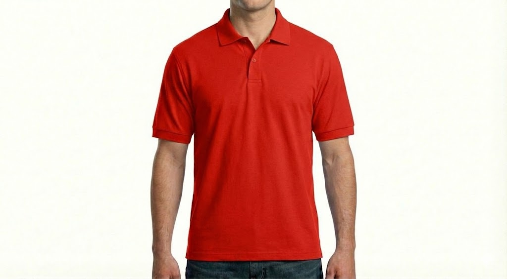 HD Style: Poloshirt – Rot mit deinem Logo – Front & Rücken Druck