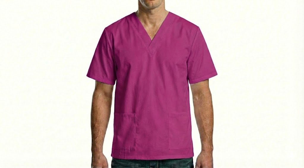 HD Style: Medizinische Schlupfkasack - Dunkelrosa mit deinem Logo – Front & Rücken Druck