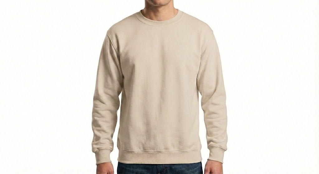 HD Style: Sweatshirt – Creme mit deinem Logo – Front & Rücken Druck