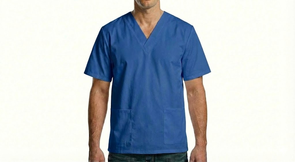 HD Style: Medizinische Schlupfkasack - Blau mit deinem Logo – Front & Rücken Druck