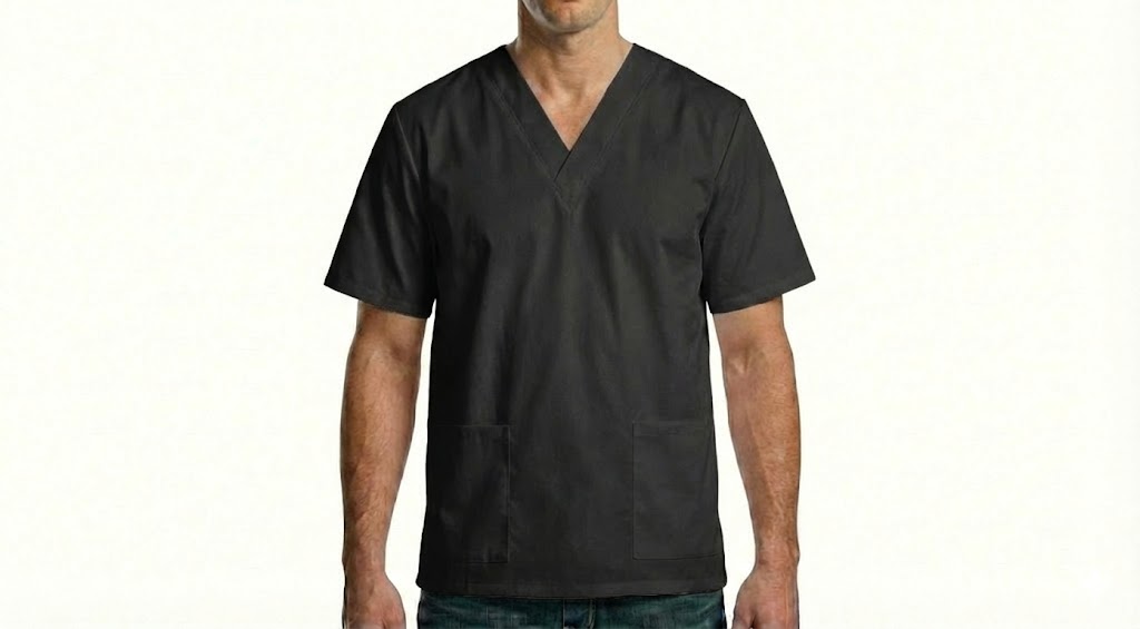 HD Style: Medizinische Schlupfkasack - Schwarz mit deinem Logo – Front & Rücken Druck