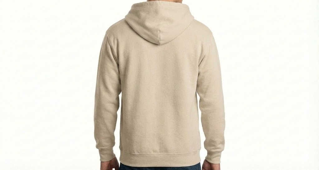 HD Style: Hoodie – Creme mit deinem Logo – Front & Rücken Druck