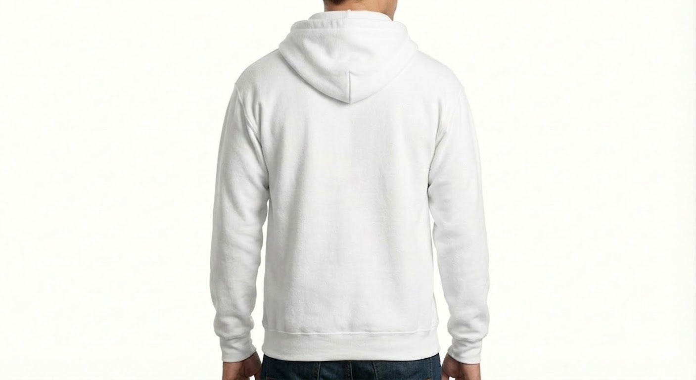 HD Style: Hoodie – Weiß mit deinem Logo – Front & Rücken Druck