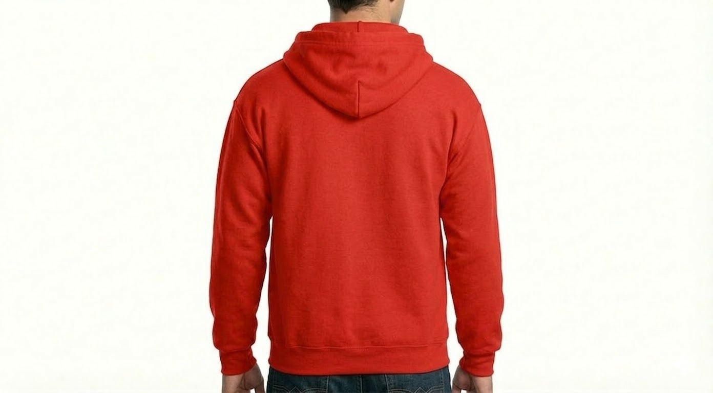HD Style: Hoodie – Rot mit deinem Logo – Front & Rücken Druck