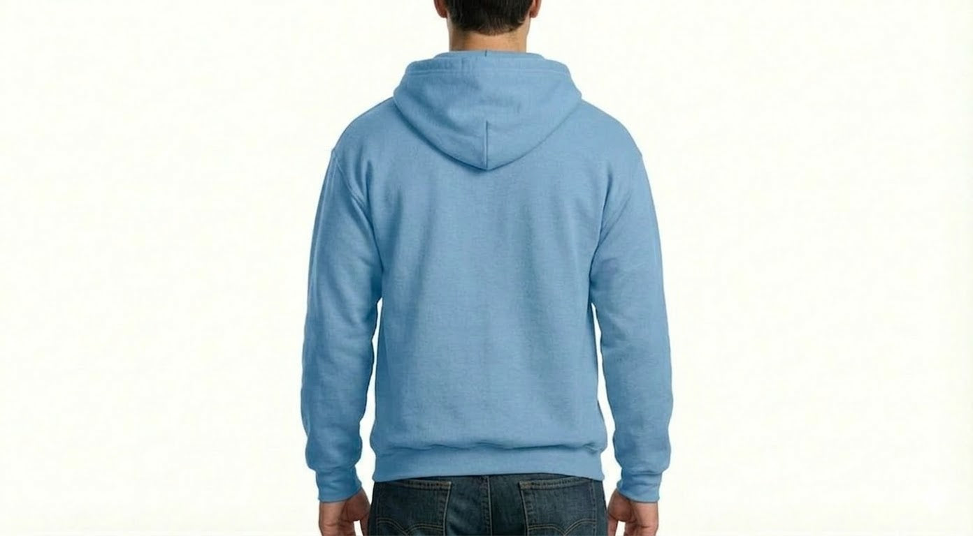 HD Style: Hoodie – Hellblau mit deinem Logo – Front & Rücken Druck