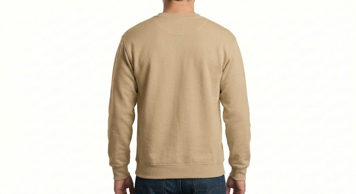 HD Style: Sweatshirt – Hellbraun mit deinem Logo – Front & Rücken Druck