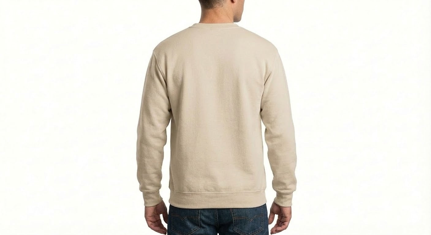 HD Style: Sweatshirt – Creme mit deinem Logo – Front & Rücken Druck