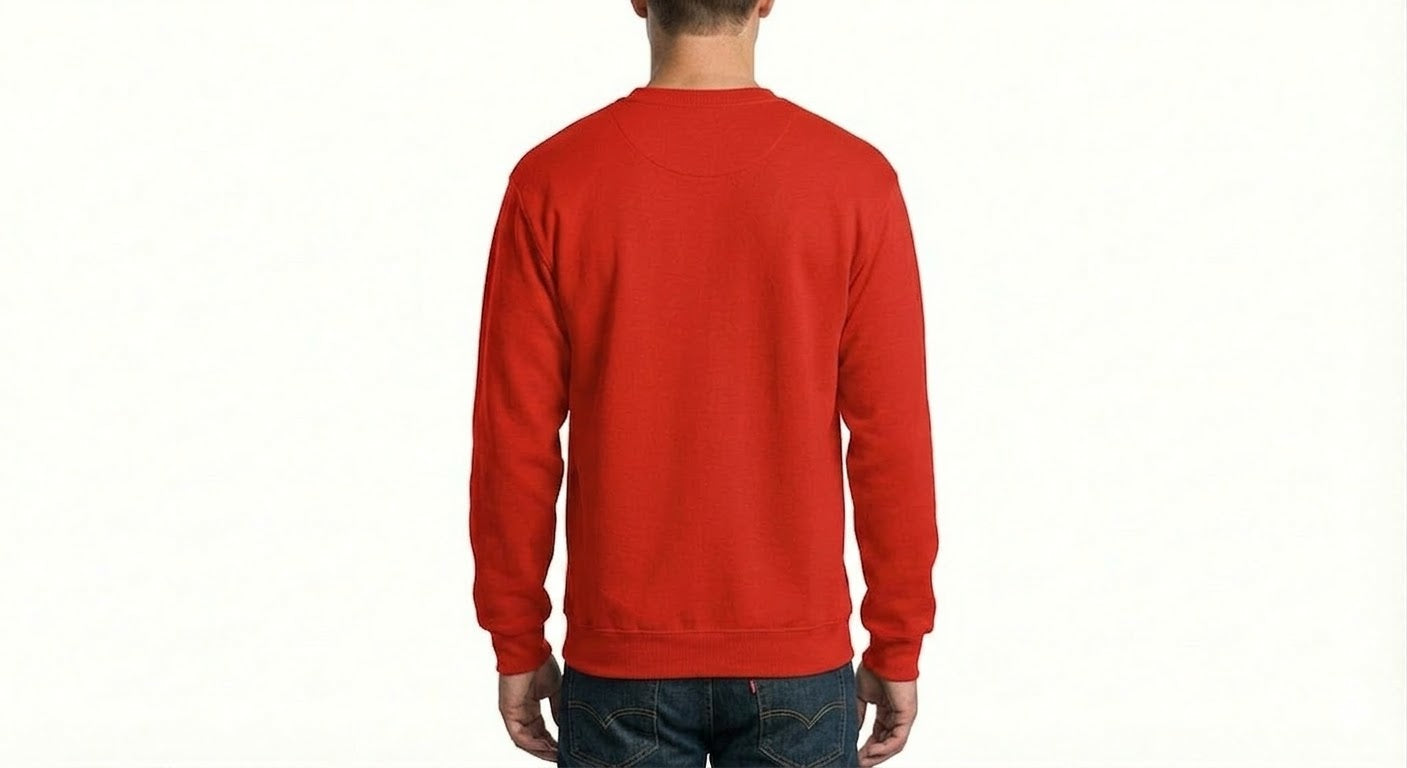 HD Style: Sweatshirt – Rot mit deinem Logo – Front & Rücken Druck