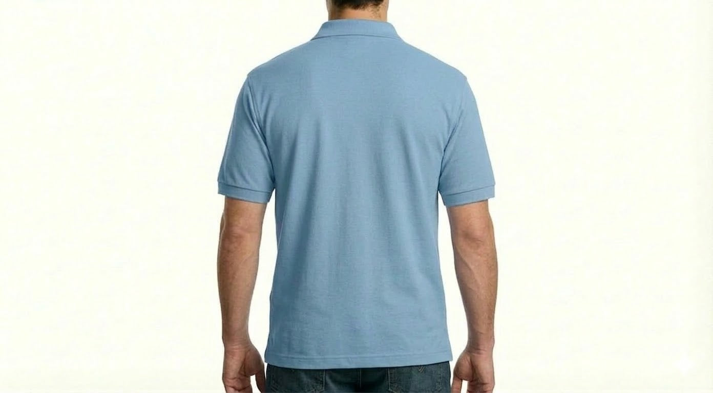 HD Style: Poloshirt – Hellblau mit deinem Logo – Front & Rücken Druck