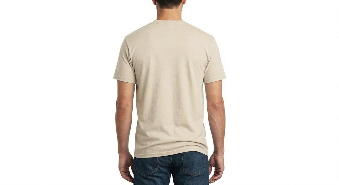 HD Style: T-Shirt – Creme mit deinem Logo – Front & Rücken Druck
