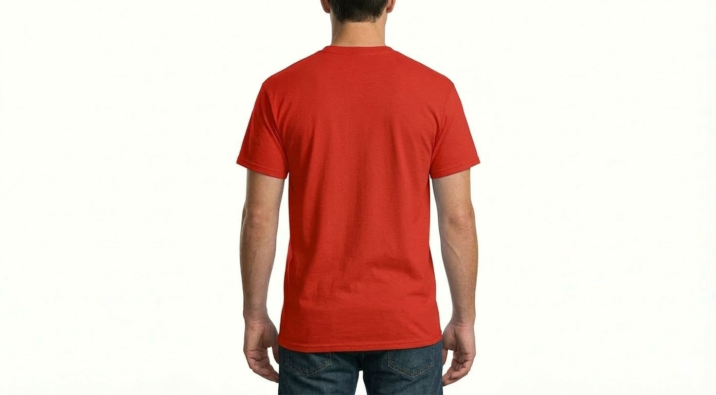 HD Style: T-Shirt – Rot mit deinem Logo – Front & Rücken Druck