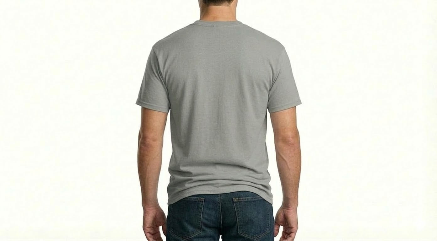 HD Style: T-Shirt – Grau mit deinem Logo – Front & Rücken Druck