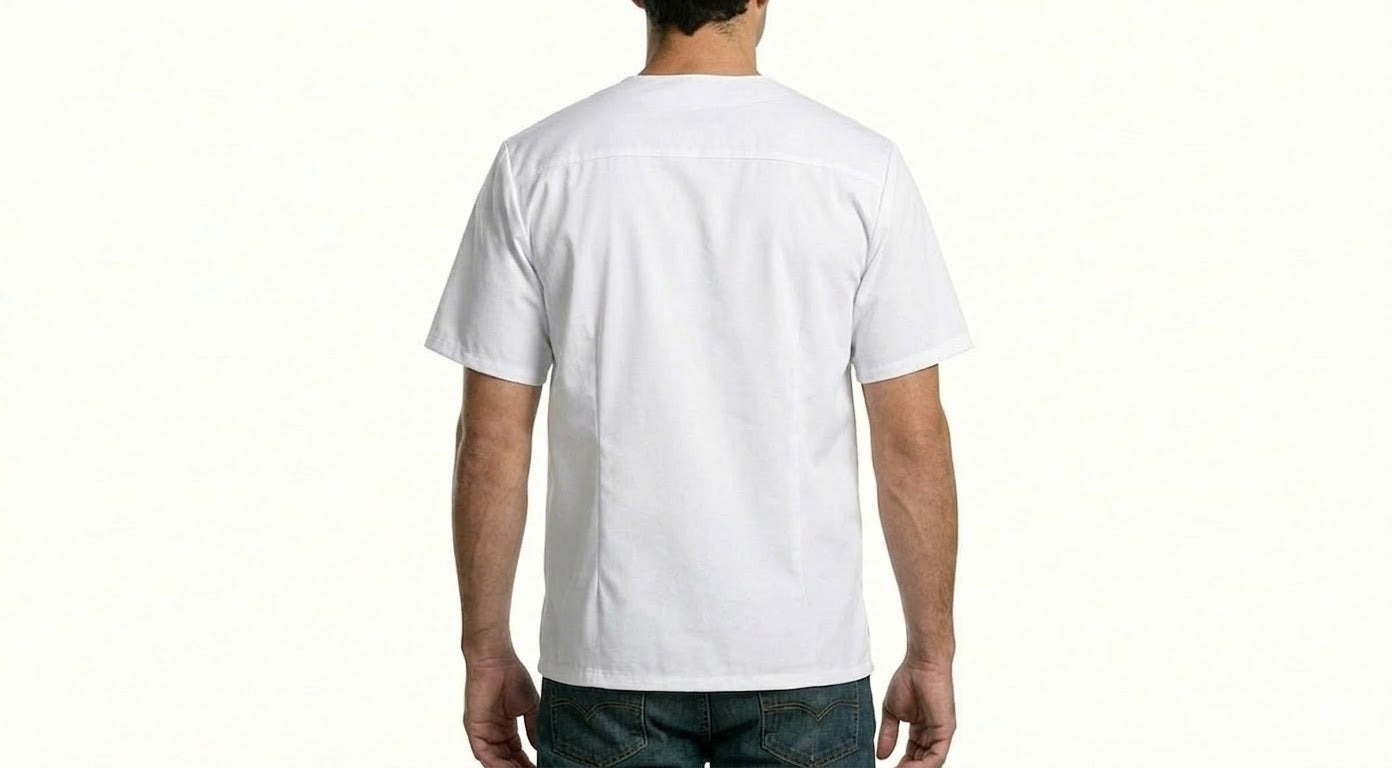 HD Style: Medizinische Schlupfkasack - Weiß mit deinem Logo – Front & Rücken