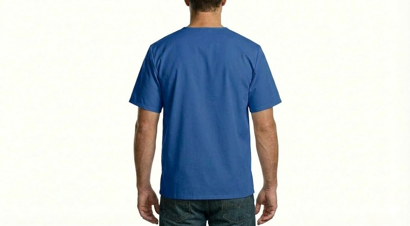 HD Style: Medizinische Schlupfkasack - Blau mit deinem Logo – Front & Rücken Druck