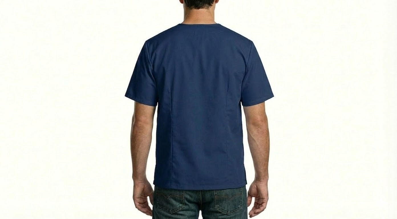 HD Style: Medizinische Schlupfkasack - Dunkelblau mit deinem Logo – Front & Rücken Druck