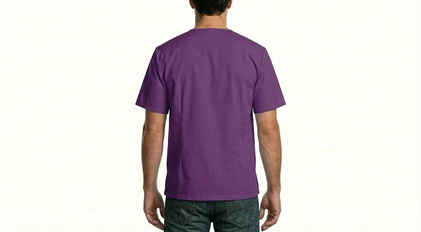 HD Style: Medizinische Schlupfkasack - Violett mit deinem Logo – Front & Rücken Druck