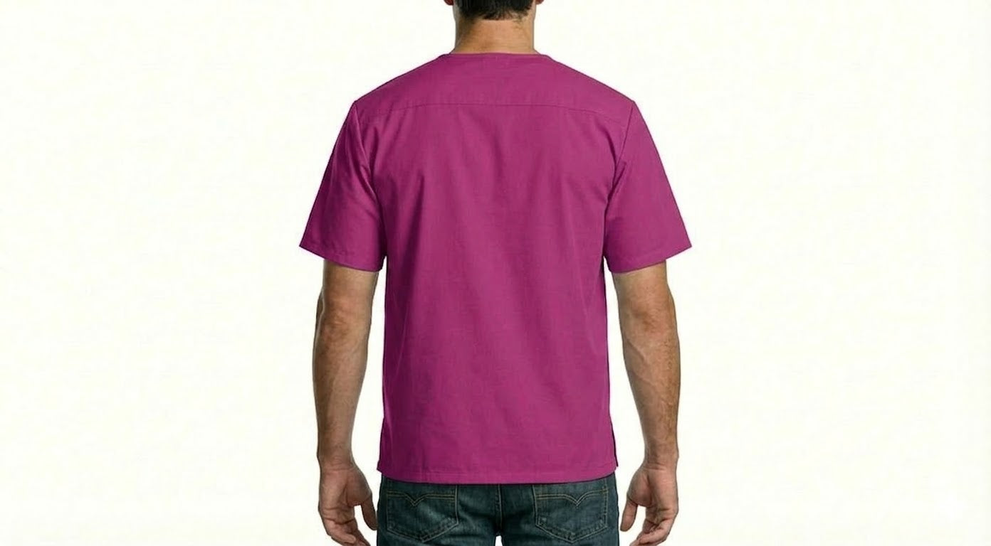 HD Style: Medizinische Schlupfkasack - Dunkelrosa mit deinem Logo – Front & Rücken Druck