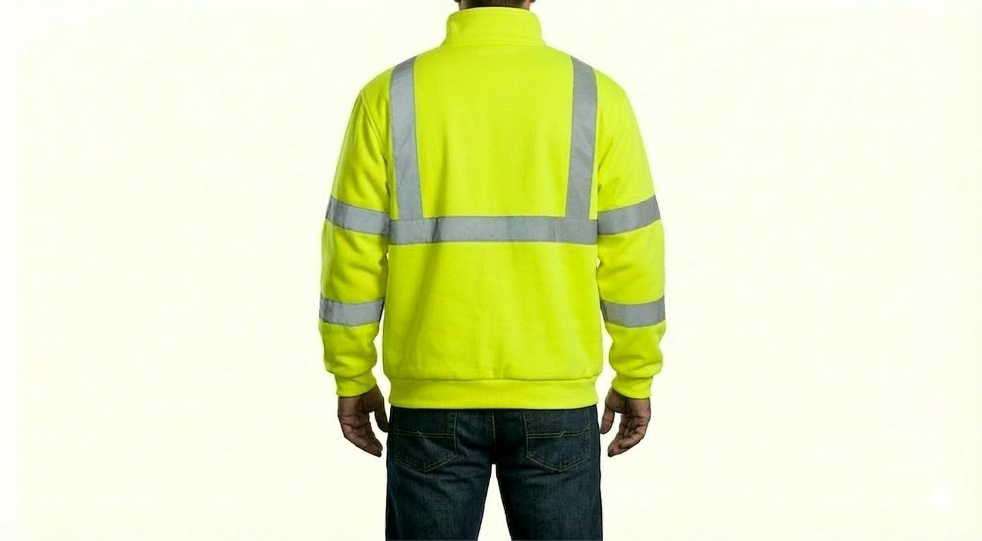 HD Style: Warnschutz-Arbeitsjacke – Neon Gelb mit deinem Logo – Front & Rücken Druck