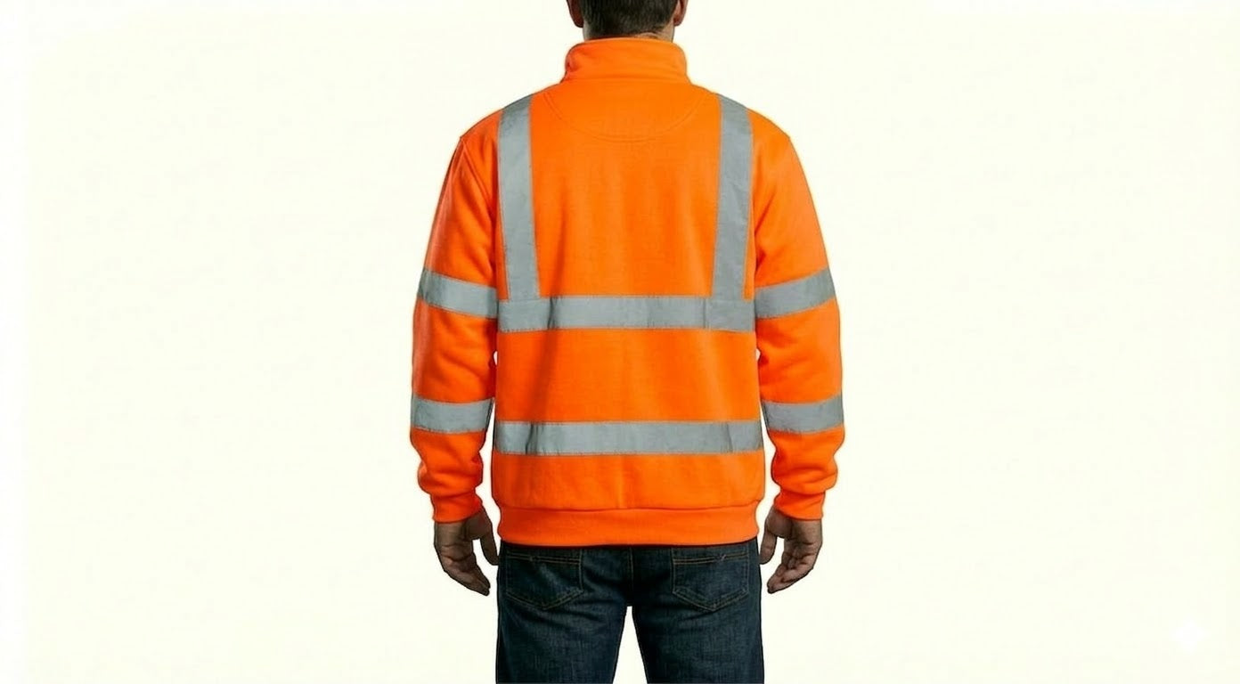 HD Style: Warnschutz-Arbeitsjacke – Neon Orange mit deinem Logo – Front & Rücken Druck
